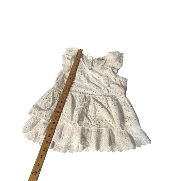 Skies Are Blue Eyelet Lace Ruffle Sleeveless Cotton Peplum Top XS Women's Ivory - Picture 7 of 10